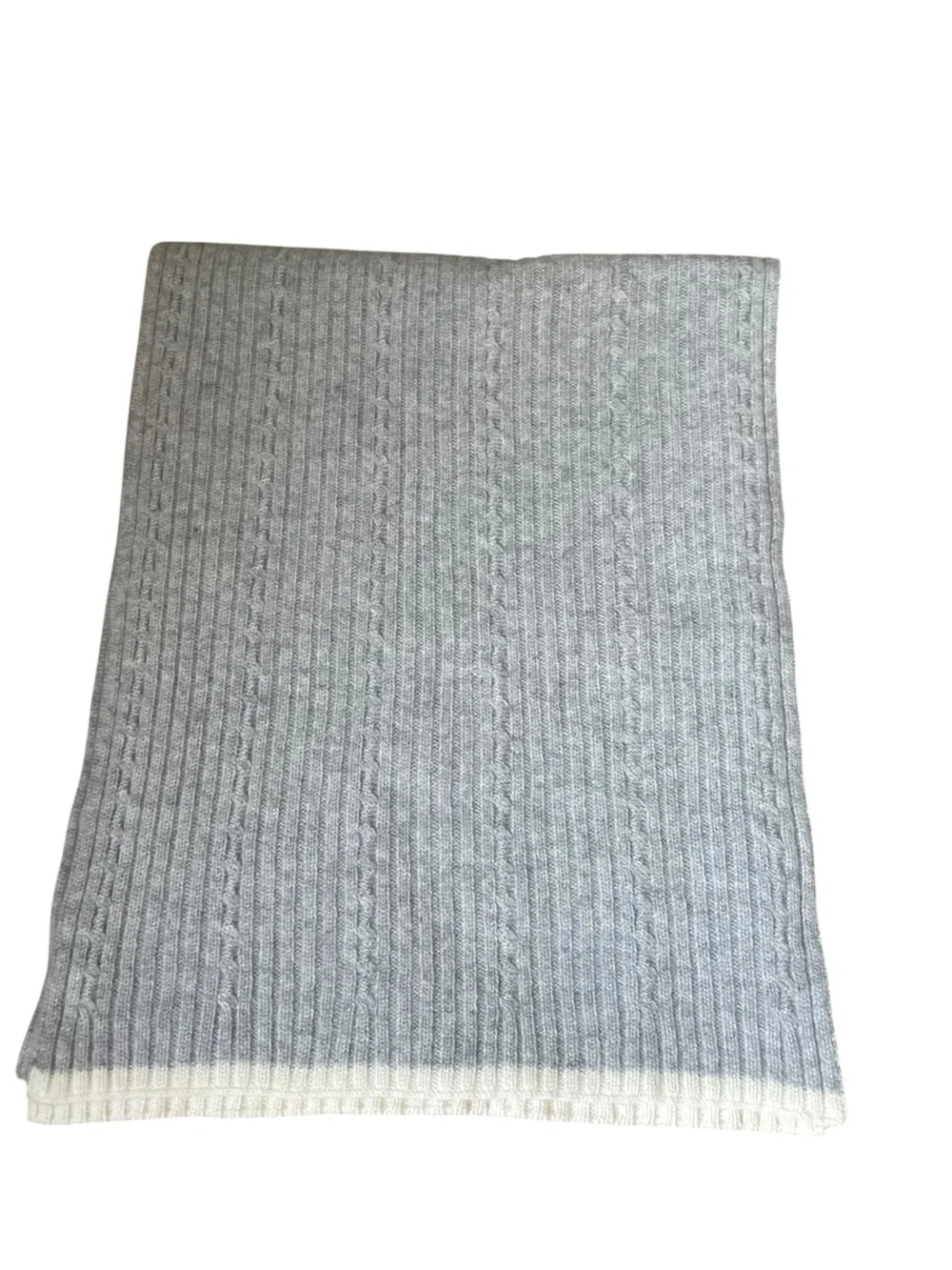 Vineyard Vines 100% Cashmere Cable Knit Scarf Grey Oversized 15 X 76 Cozy Soft